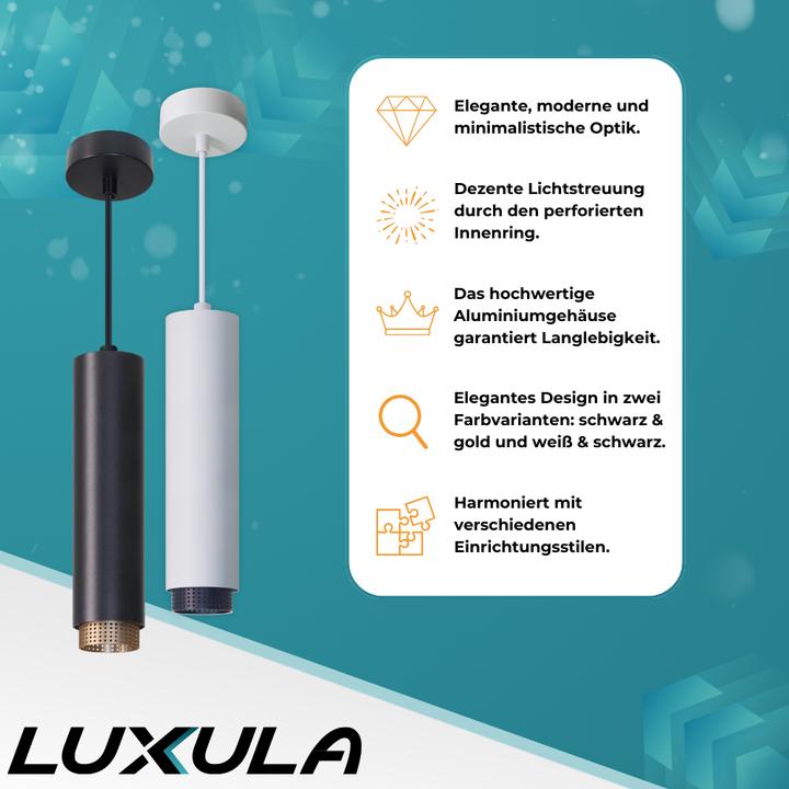 Produktbild Luxula LED-Pendelleuchte, schwarz/gold, 1-flammig (GU10)