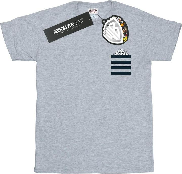 Immagine prodotto Looney Tunes Taz Stripes Faux Pocket Maglietta Uomo (XXL)