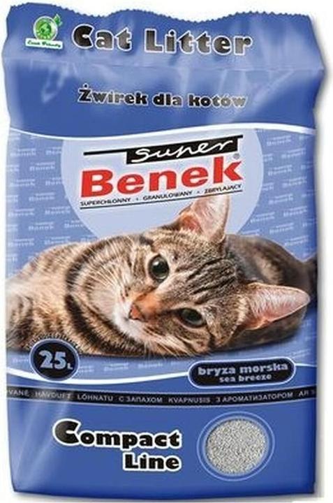 Actual product image Super Benek COMPACT Cat litter Bentonite grit Sea breeze 25 l (Clumping, Fast absorbing, Fragrant, 30 kg)