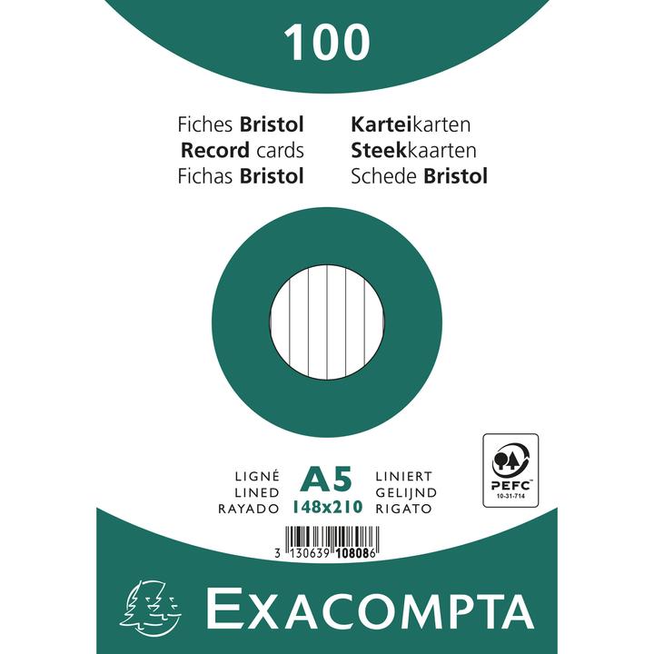 Immagine prodotto Exacompta Formato del cartoncino: DIN A5 Struttura della riga: rigata (A4, 205 g/m², 100 x)