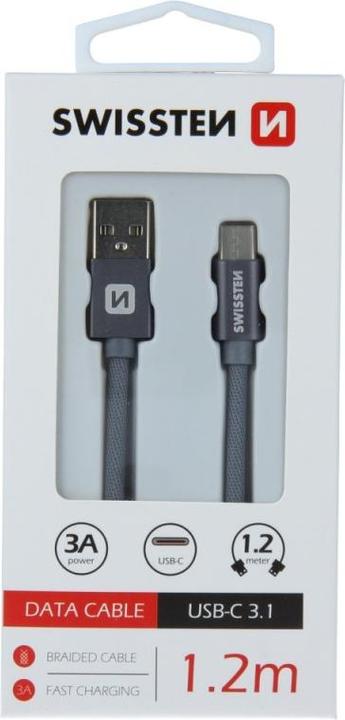 Immagine prodotto Swissten Cavo dati tessile USB / USB-C 1,2 M (1.20 m, USB 3.2 Gen 1)