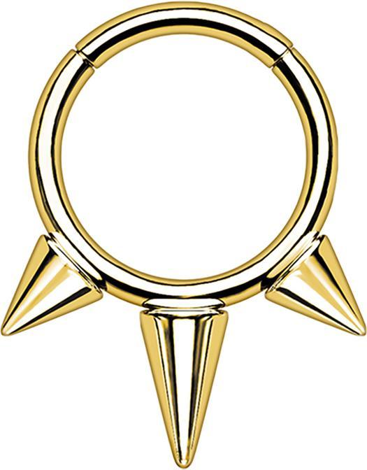 Actual product image Star Piercing Micro segment ring hinged gold-plated three cones (Titanium G23, without brass)