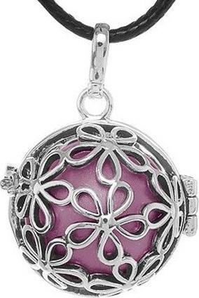 Bell MUMMY - WomenÂ's necklace Jingle Small flowers - purple K2SF18 (L)
