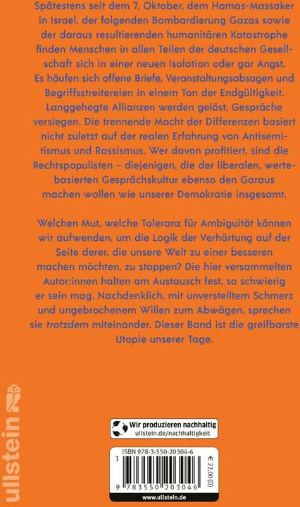 Immagine prodotto Trotzdem sprechen (Tedesco, Sasha Marianna Salzmann, Mirjam Zadoff, Asal Dardan, Durs Grünbein, Miryam Schellbach, Nahed Samour, Joana Osman, Michael Brenner, Hannan Salamat, Monika Rinck, Meron Mendel, Kathrin Röggla, Per Leo, Fadi Abdelnour, Julia Alfandari, Paula-Irene Villa Braslavsky, 2024)