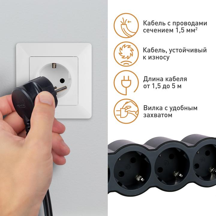 Produktbild Legrand Flache Steckdosenleiste, 6-fach Steckdose (6 x, CEE 16/5, 1.50 m)