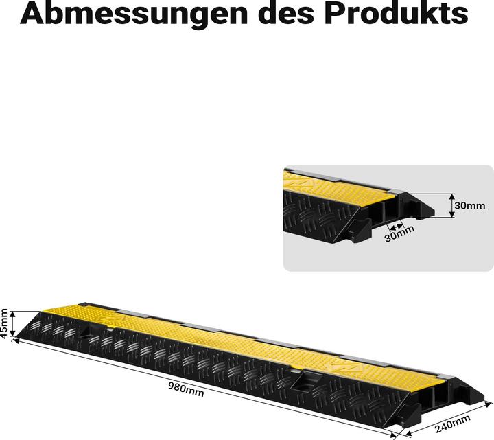 Immagine prodotto Wiltec Ponte per cavi canalizzati 15t 30km/h protezione antiscavalcamento 98x24x4,5cm Cavo canalizzato Cavo (Ponte cavo, 98 cm)
