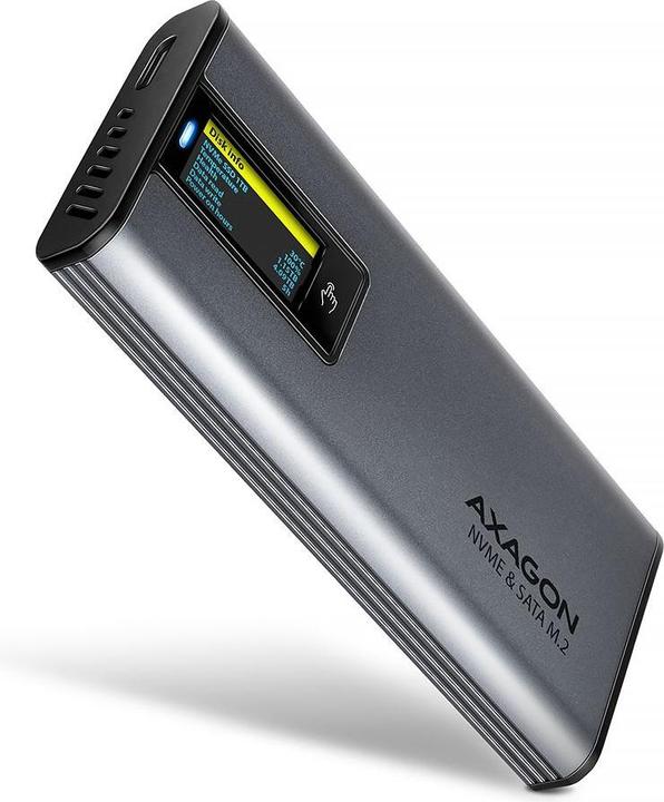 Actual product image Axagon Boitier externe USB-C 3.2 EEM2-SD2 - S-ATA/NVMe M.2 Type 2280 (Noir) (M.2 2280)
