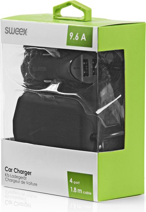 Actual product image Sweex Car Charger 4 Outputs 9.6 A USB Black
