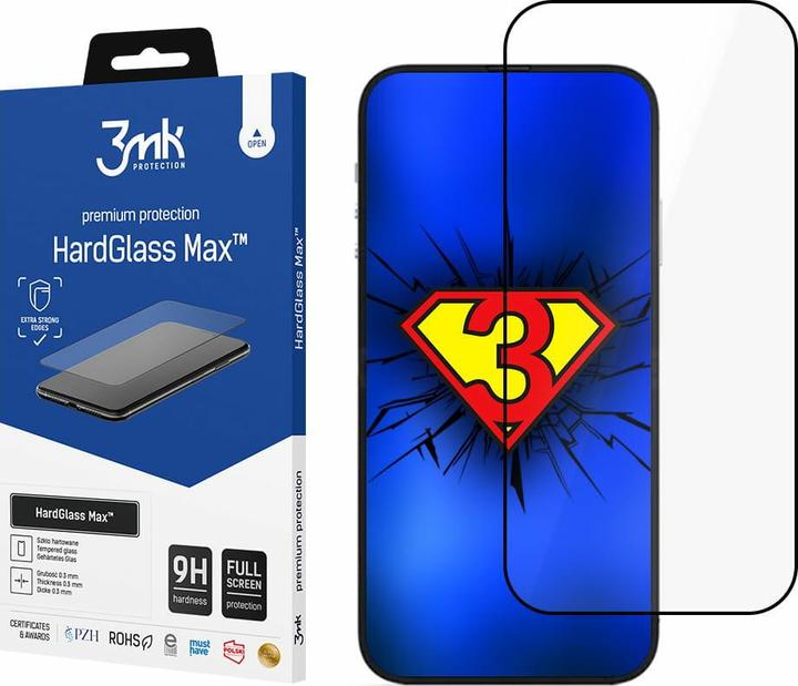 Produktbild 3MK LCD Schutzglas Hard Glass Max Apple iPhone 14 Pro schwarz (1 Stück, Apple iPhone 14 Pro)