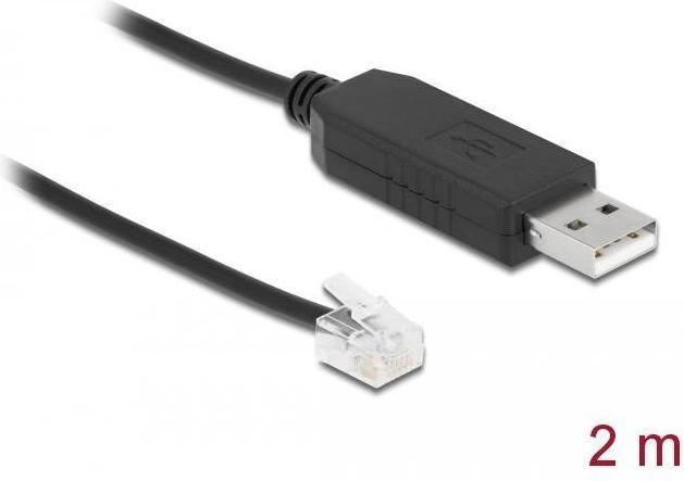 Image du produit Delock Câble adaptateur USB type A vers série RS-232 RJ12 avec protection ESD Leadshine 2 m (2 m)