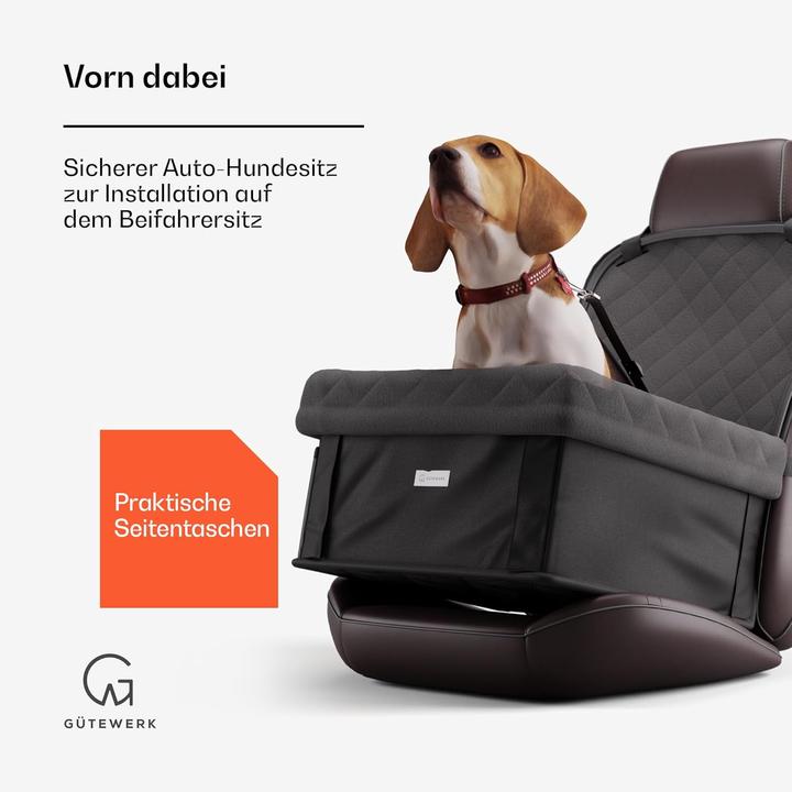 Immagine prodotto Gütewerk Seggiolino auto per cani per Bulldog francese, Chihuahua e Bassotto (Cane, Lavabile, Pieghevole)
