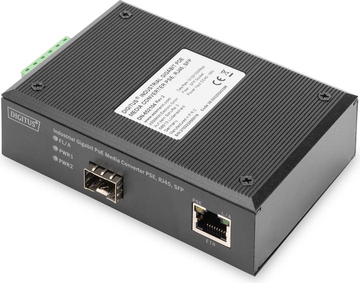Actual product image Digitus 10/100/1000Base-TX (PoE) to 1000Base-FX Industrial Media Converter (2 Ports)