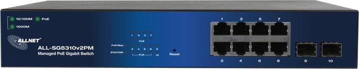 Produktbild Allnet switch smart managed 8 port gigabit 140w / 8x poe+ / 2x sfp / lüfterlos / 19 zoll / zollall- (10 Ports)