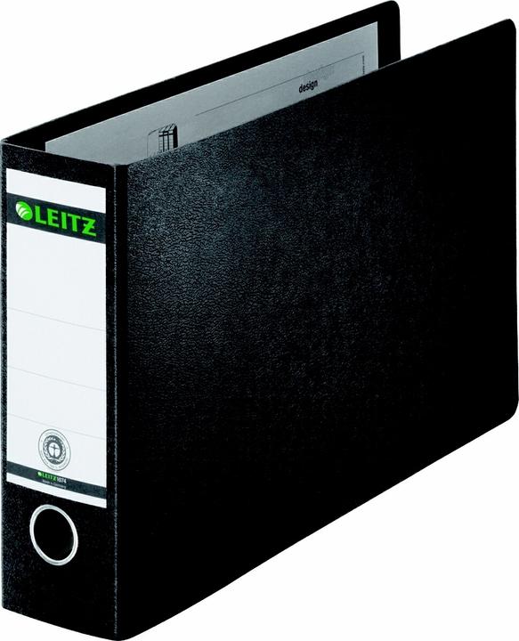 Produktbild Leitz Hartpappe-Ordner, 180 Grad, DIN A4 quer, 77 mm,schwarz Einband aus Hartpappe, mit aufgeklebtem (A4, 77 mm, 1 Stück)