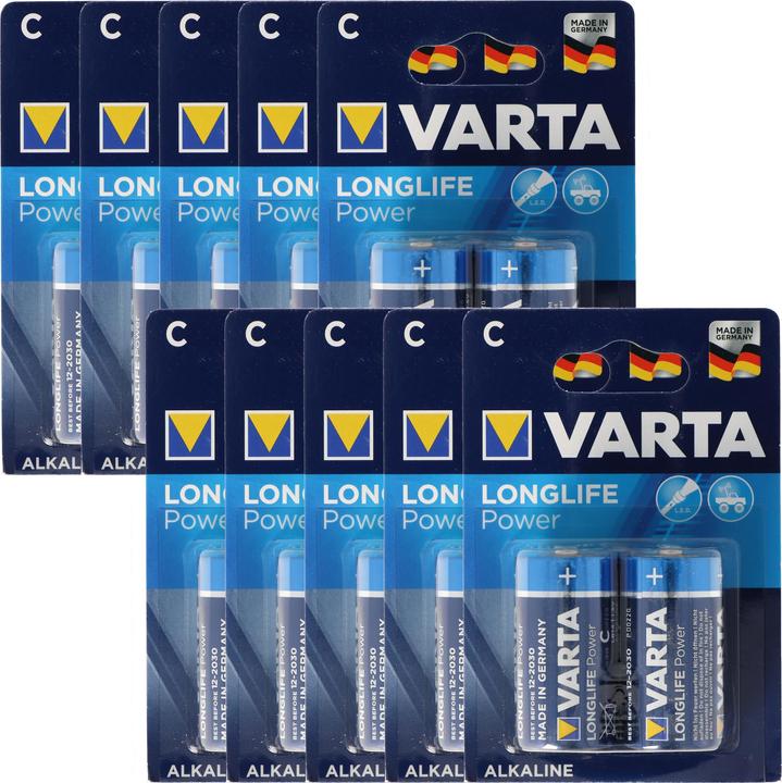 Actual product image Varta Longlife Power (formerly High Energy) Baby C Battery 4914 10x Blister of 2 (10 pcs., C, AAA, AA, 7800 mAh)