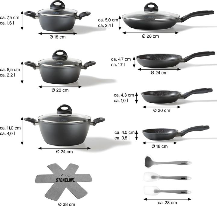 Produktbild Stoneline CERAMIC Kochgeschirr-Set 16-tlg. (28 cm, Kochtopf, Keramik)