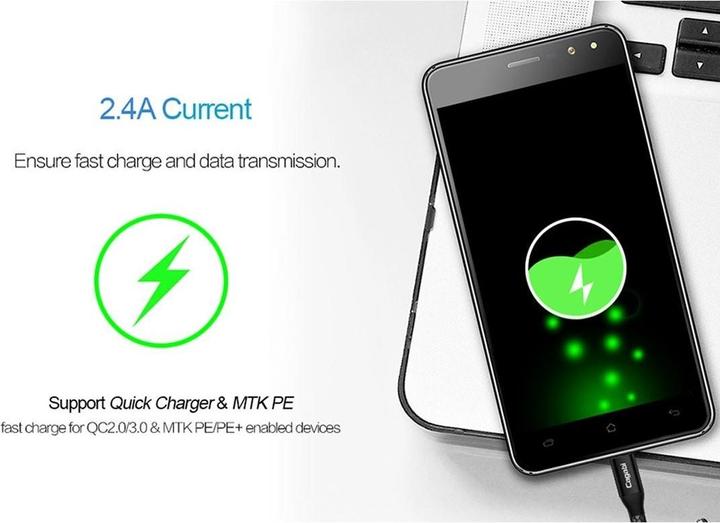 Image du produit Cagabi Cordon de charge Micro-USB, 3m, rond, couleur or (3 m)