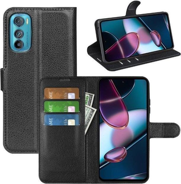 Actual product image MU Classic Litchi Leather Bookcover Series (Motorola Edge 30)