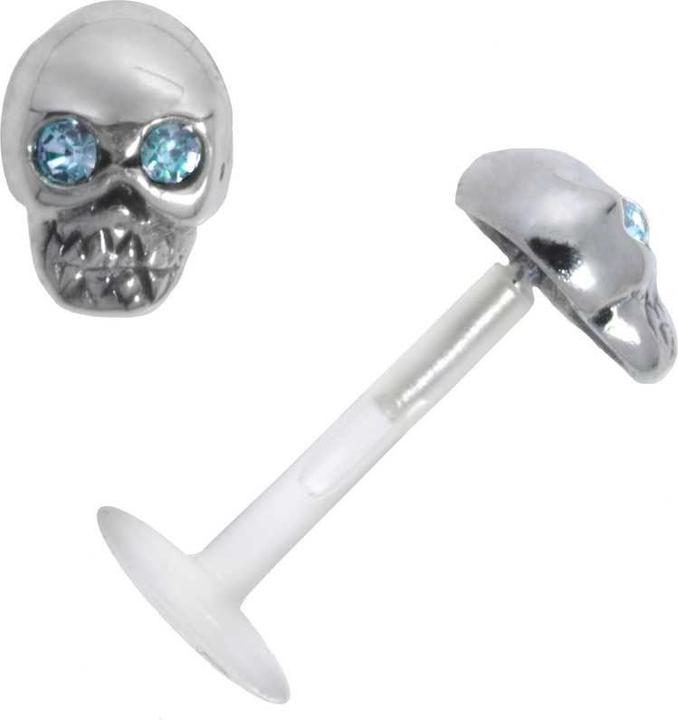 Bijouteria Piercing für Lippe/Tragus (Bioplast, Kristall, Silber 925)
