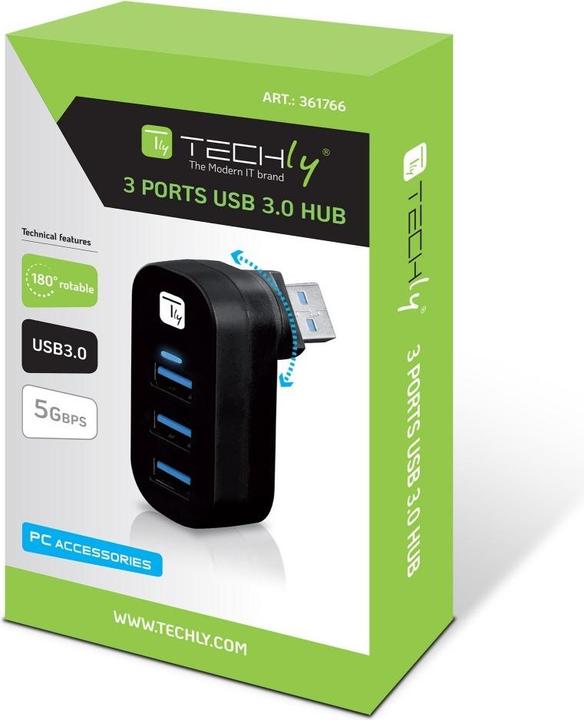 Immagine prodotto Techly Mini Hub rotante con 3 USB 3.0 (USB-C, 3 Porti)