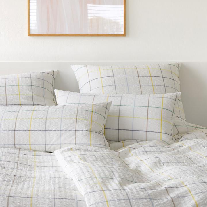 Produktbild Elegante Web-Seersucker Bettwäsche Trondheim multi gelb (Bettwäsche Set, 160x210 cm + 65x100 cm)