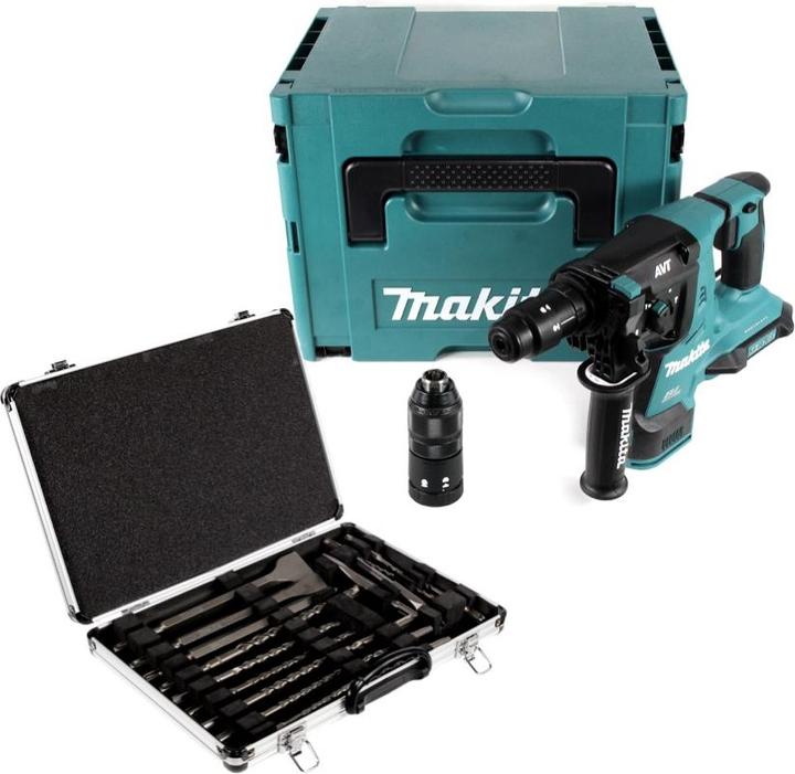Actual product image Makita DHR 281 ZJ Cordless Brushless Rotary Hammer SDS plus 2.8J 2x 18 V + Makpac + 17-piece Drill (Rechargeable battery operated)