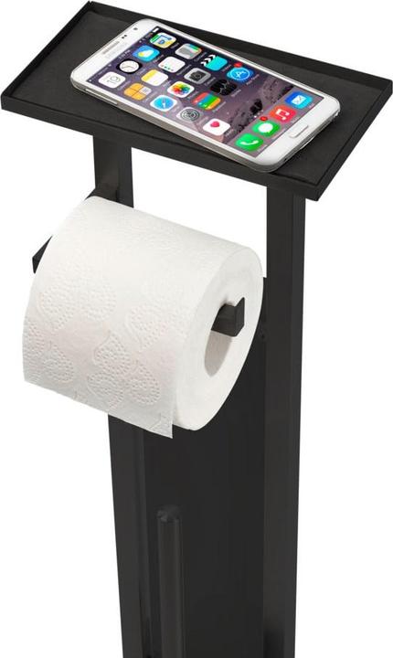 Produktbild Wenko Stand WC-Garnitur Mod. Debar mit Ablage Schwarz aus rostfreiem Edelstahl