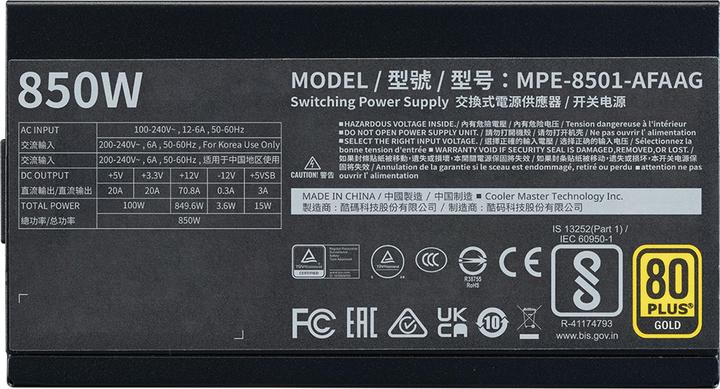 Produktbild Cooler Master Netzteil MWE V2 3.0 Ready (850 W)