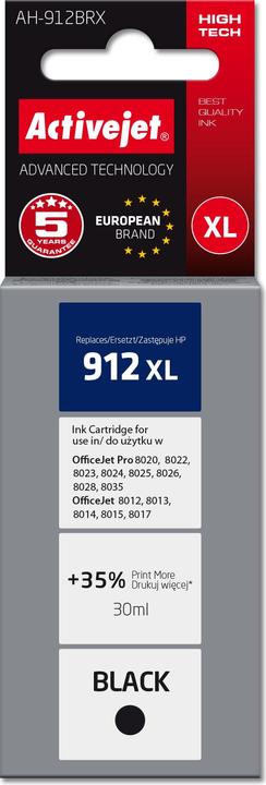 Produktbild Activejet AH-912BRX Tinte für HP Drucker Ersatztinte HP 912XL 3YL84AE Premium 1100 Seiten schwar (BK)