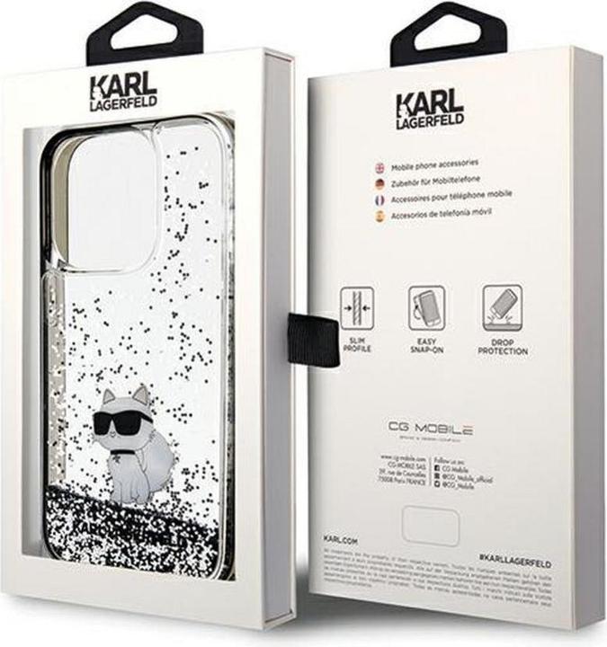 Immagine prodotto Karl Lagerfeld KLHCP14LLKCNSK Custodia rigida trasparente per iPhone 14 Pro 6,1" Liquid Glitter Choupette (Apple iPhone 14 Pro)