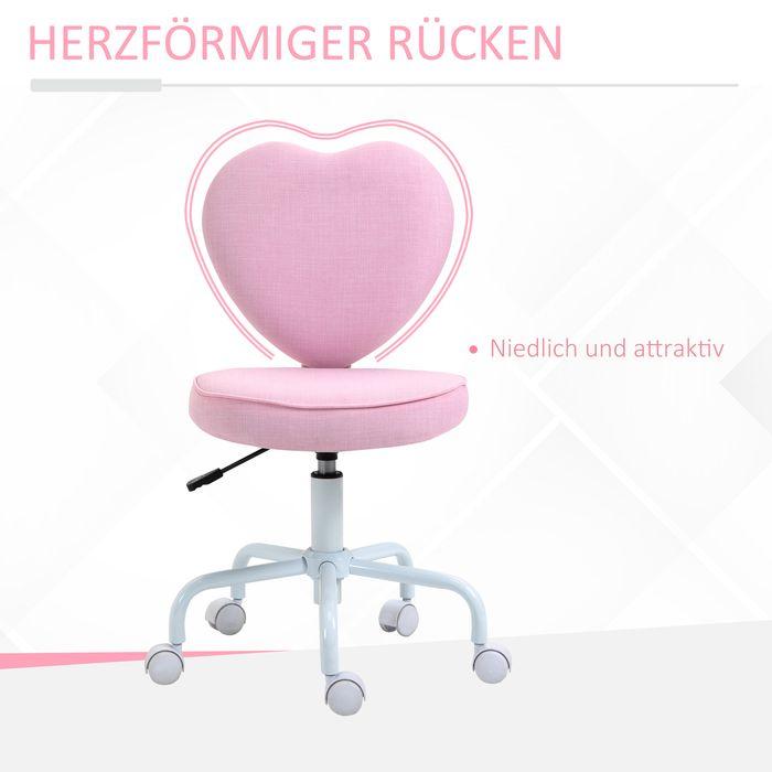 Image du produit Swisshandel24 Fauteuil de direction Chaise d'ordinateur en forme de coeur Rose Tissu en lin