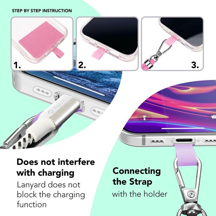 Image du produit Nalia Chaîne universelle pour téléphone portable à porter autour du cou avec pad