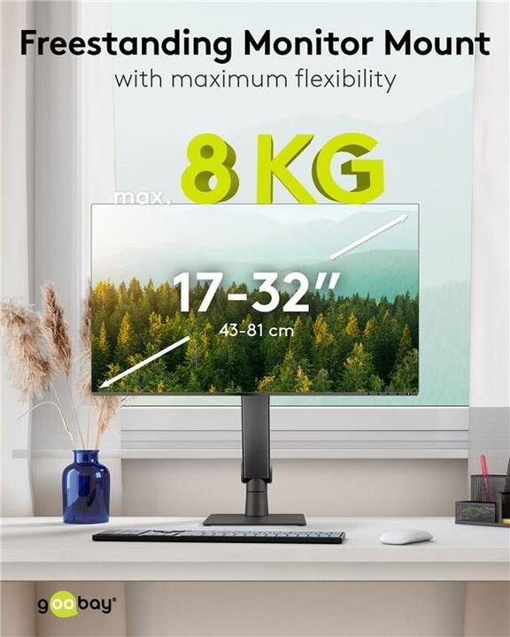 Image du produit Goobay Support autonome pour moniteur unique, noir (Tables, 32")