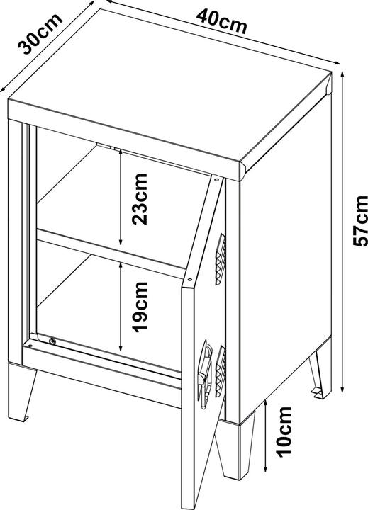 Actual product image En.Casa Bedside cabinet Inari set of 2 door handle right and left black