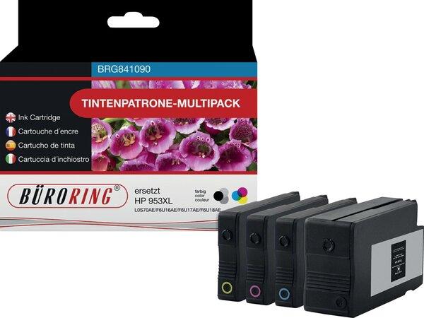 Büroring Multipack Tintenpatrone, ersetzt HP 953 xL, 1 x ca. 2.000, 3 x ca. 1.450 Seiten, BK/C/M/Y