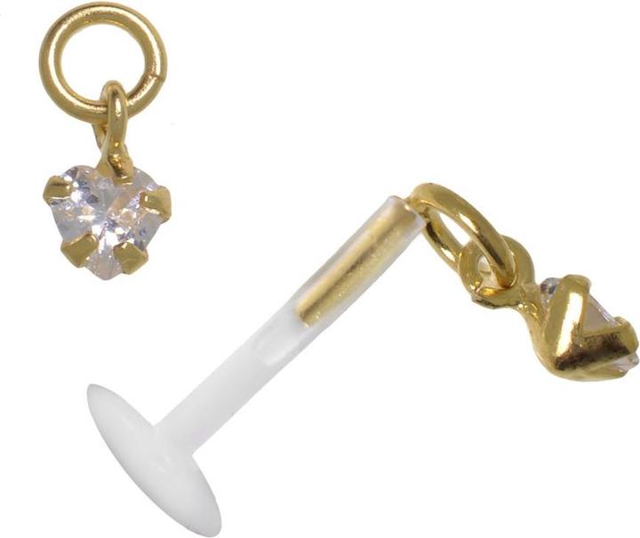 Image du produit Bijouteria Piercing pour lèvre/Tragus (Plaqué or (plaqué or), Argent 925, Zircone, Bioplastique)