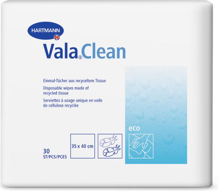 Actual product image Hartmann Vala Clean disposable wipes made of recycled tissue 35 x 40 cm, 30 pcs. wipes (30 x)