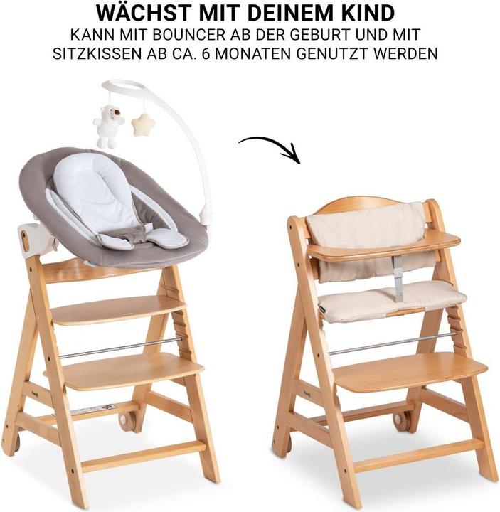 Actual product image Hauck Highchairs Beta Plus Natural 5-piece Newborn Set - Highchair + (Highchair)