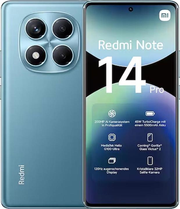 Immagine prodotto Xiaomi Redmi Note 14 Pro (256 GB, Blu oceano, 6.67", Doppia SIM, 200 Mpx, 4G)
