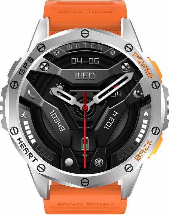 Image du produit Gravity GPS GT24-4 Herren-Smartwatch, schwarzes Silikonarmband + orangefarbenes Silikonarmband