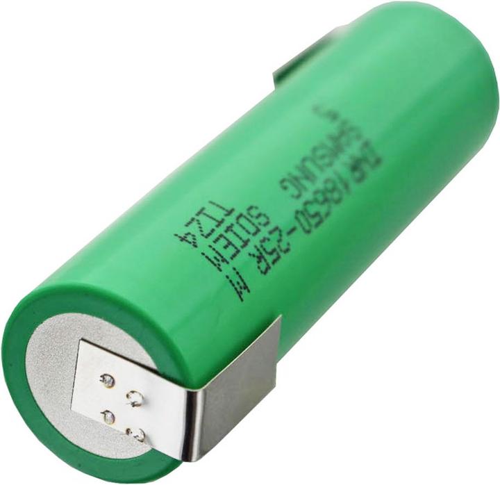 Actual product image Samsung Battery INR18650 25R unprotected with solder tag Z (1 pcs., 18650, 2500 mAh)
