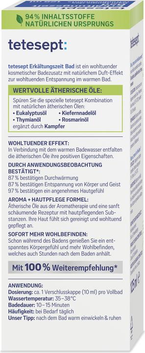 Nährwerte und Zutaten Tetesept Badekonzentrat Erkältungszeit Bad 125ml (125 ml, Badeöl)