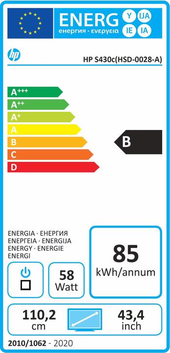 Energie-Label HP EliteDisplay S430c (3840 x 1200 Pixel, 43.40")