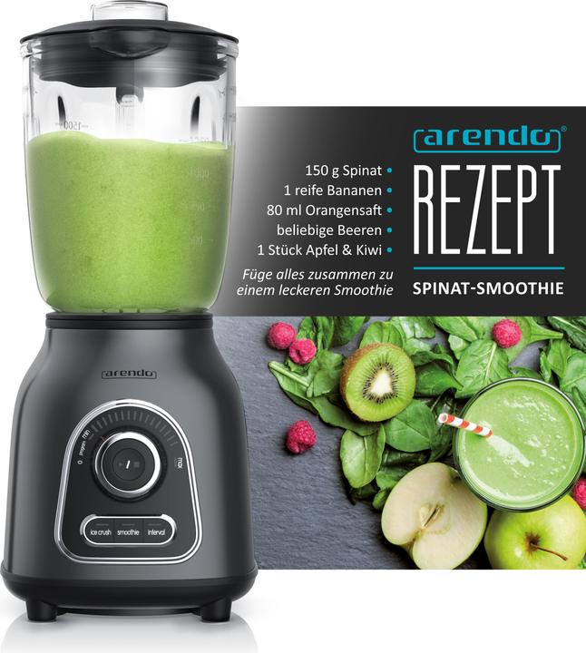 Actual product image Arendo Stainless steel blender 1400 W, power blender, 1.75 l glass jug, blender, high-performance blender (1400 W)
