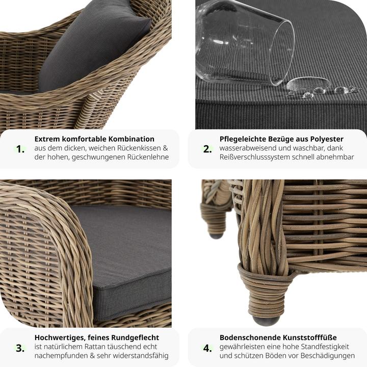 Produktbild tectake Rattansessel inkl. Sitzkissen und Rückenkissen