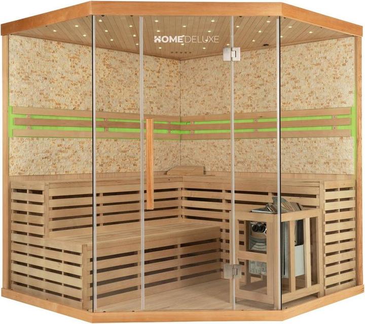 Actual product image Home Deluxe Indoor sauna CASHEIM BIG XL - 200 x 200 cm for 6 persons - Traditional sauna with artificial stone