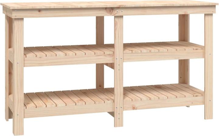 Actual product image VidaXL Werkbank Arbeitstisch Werkstatttisch Werktisch Tisch Massivholz Kiefer (142.50 cm, 50 cm)