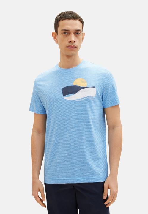 Immagine prodotto Tom Tailor T-Shirt Gestreiftes Kurzarmshirt mit Rundhalsausschnitt und Foto-Print (XL)
