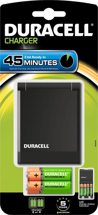Actual product image Duracell 45m Charger + 2 x AA/AAA (4 pcs., AAA, AA, 1700 mAh, Chargers without battery)