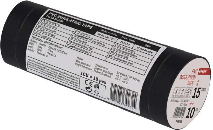 Produktbild Emos Isolierband PVC 15mm/10m Schwarz, 10 Stk. (15 mm)
